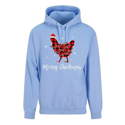 Merry Chickmas Red Plaid Pajama Chicken Santa Hat Chritsmas Meaningful Gift Unisex Surf Hoodie