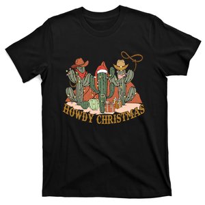 Merry Christmas Retro Xmas Cactus Cowboys Howdy Christmas T-Shirt