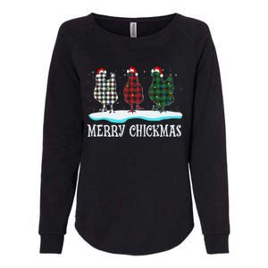 Merry Chickmas Red Plaid Pajama Chicken Santa Hat Chritsmas Gift Womens California Wash Sweatshirt