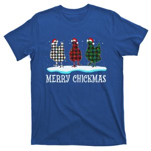 Merry Chickmas Red Plaid Pajama Chicken Santa Hat Chritsmas Gift T-Shirt