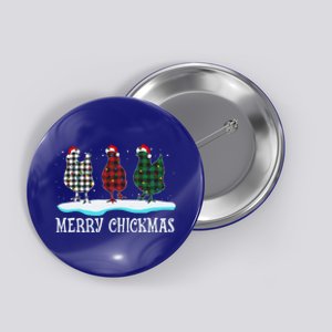 Merry Chickmas Red Plaid Pajama Chicken Santa Hat Chritsmas Gift Button