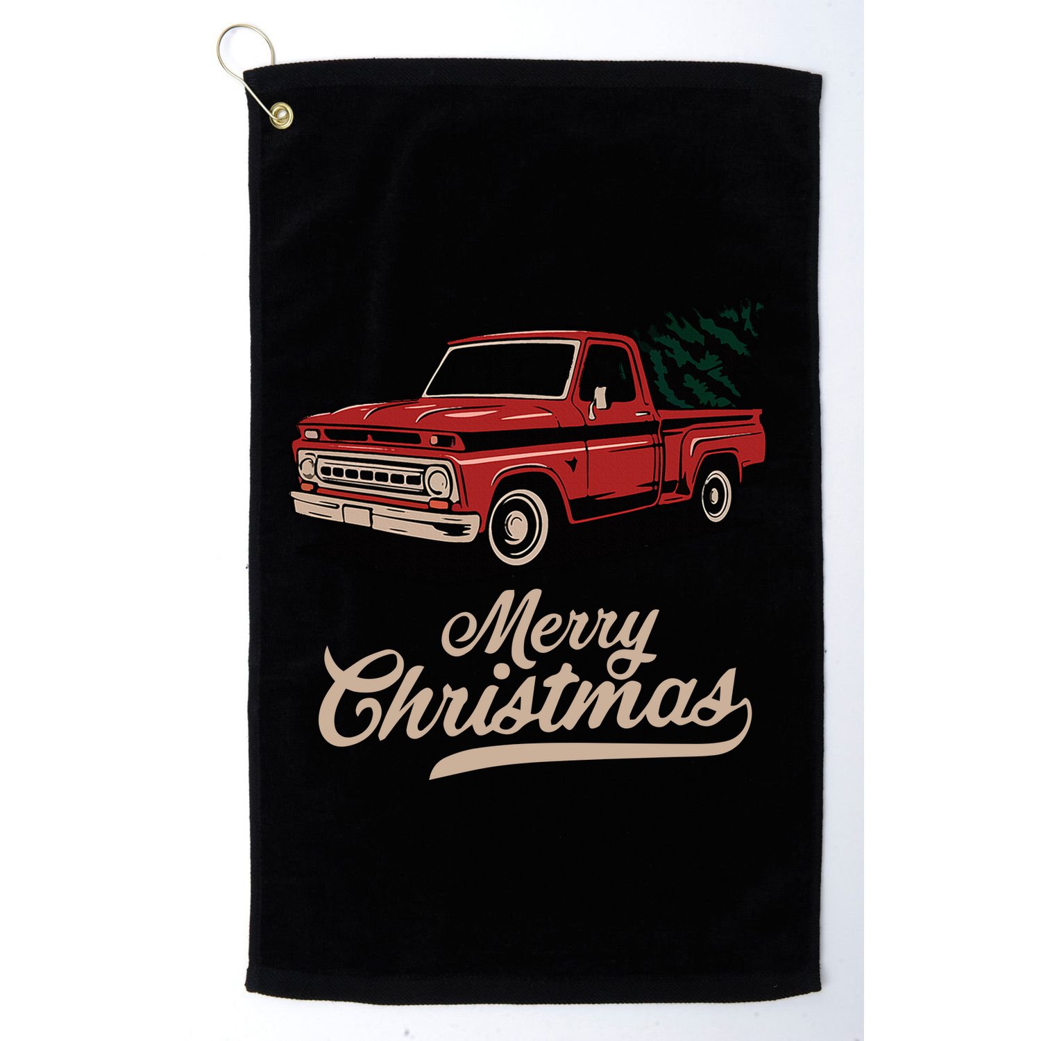 Merry Christmas Red Truck Vintage Retro Holiday Golf Towel