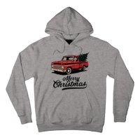 Merry Christmas Red Truck Vintage Retro Holiday Hoodie