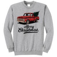 Merry Christmas Red Truck Vintage Retro Holiday Tall Sweatshirt