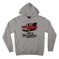 Merry Christmas Red Truck Vintage Retro Holiday Tall Hoodie