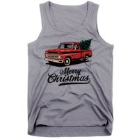 Merry Christmas Red Truck Vintage Retro Holiday Tank Top