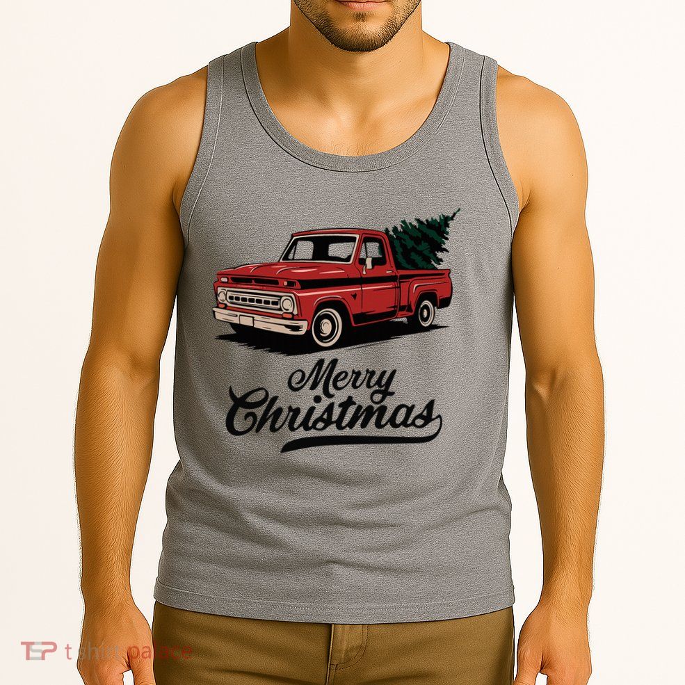 Merry Christmas Red Truck Vintage Retro Holiday Tank Top