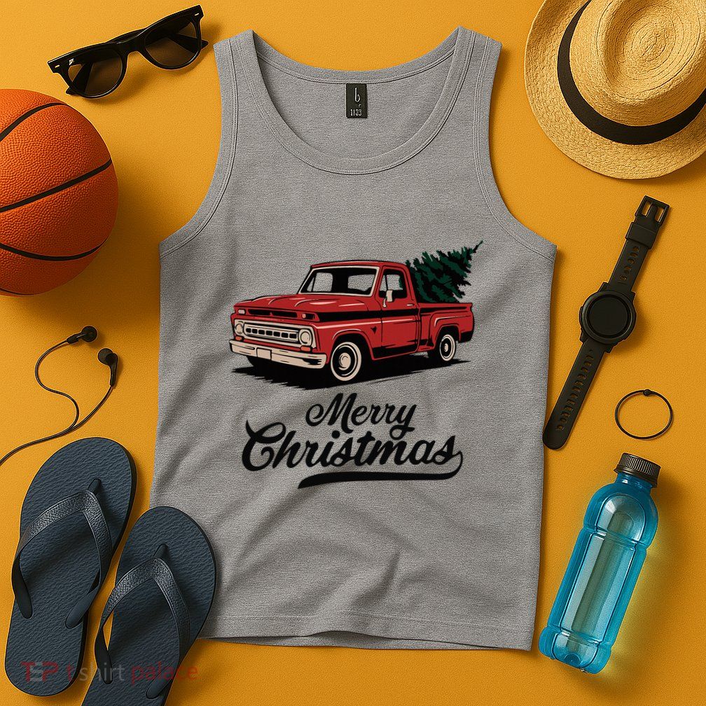 Merry Christmas Red Truck Vintage Retro Holiday Tank Top