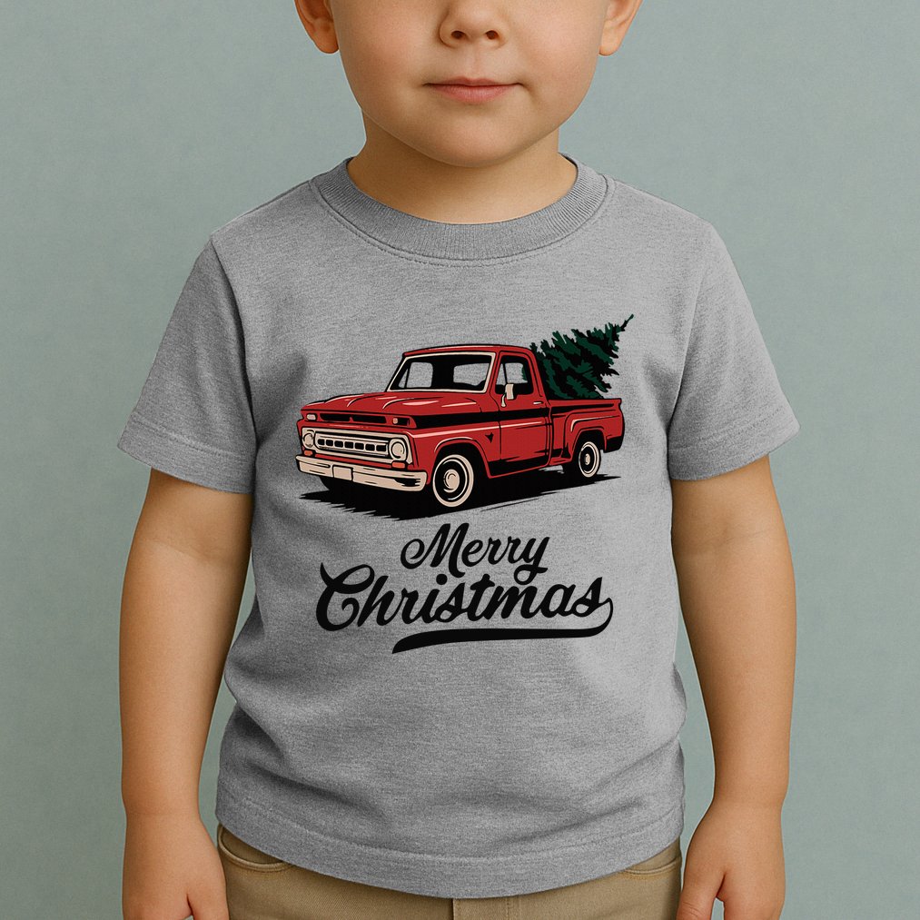 Merry Christmas Red Truck Vintage Retro Holiday Toddler T-Shirt