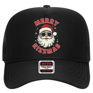 Merry Christmas Rizz Cool Santa Sunglasses Xmas Pjs High Crown Mesh Back Trucker Hat