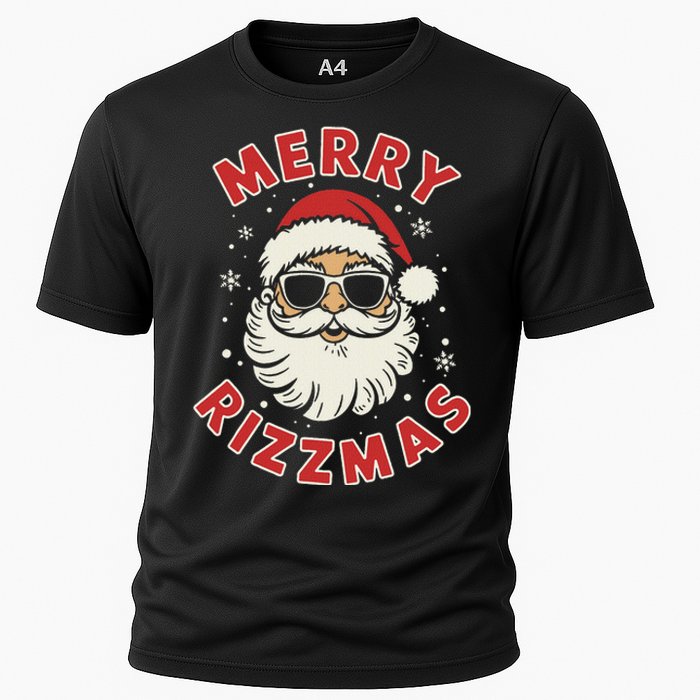 Merry Christmas Rizz Cool Santa Sunglasses Xmas Pjs Cooling Performance Crew T-Shirt