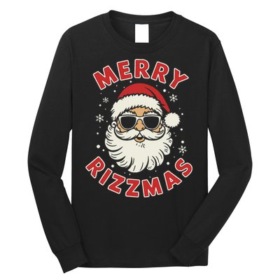 Merry Christmas Rizz Cool Santa Sunglasses Xmas Pjs Long Sleeve Shirt