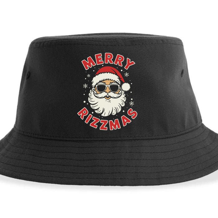 Merry Christmas Rizz Cool Santa Sunglasses Xmas Pjs Sustainable Bucket Hat