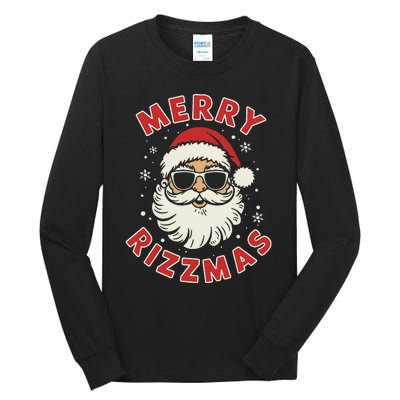 Merry Christmas Rizz Cool Santa Sunglasses Xmas Pjs Tall Long Sleeve T-Shirt