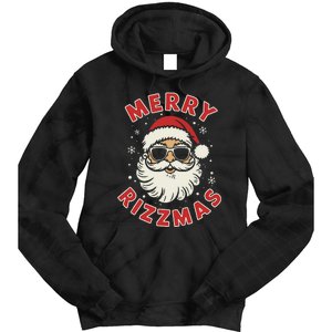 Merry Christmas Rizz Cool Santa Sunglasses Xmas Pjs Tie Dye Hoodie