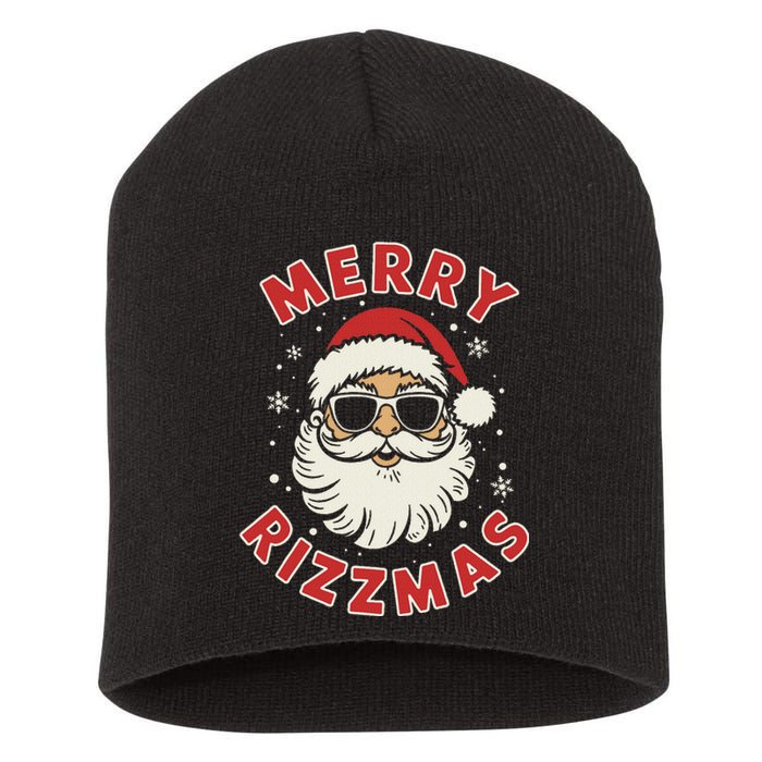 Merry Christmas Rizz Cool Santa Sunglasses Xmas Pjs Short Acrylic Beanie