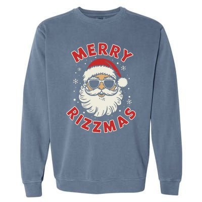 Merry Christmas Rizz Cool Santa Sunglasses Xmas Pjs Garment-Dyed Sweatshirt