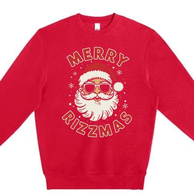 Merry Christmas Rizz Cool Santa Sunglasses Xmas Pjs Premium Crewneck Sweatshirt