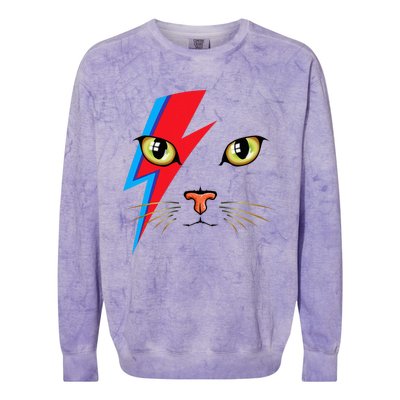 Meowie Cat Retro Kitty Cat Funny Glam Rock Music Colorblast Crewneck Sweatshirt