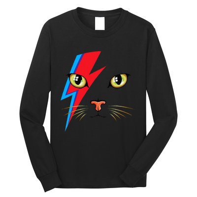 Meowie Cat Retro Kitty Cat Funny Glam Rock Music Long Sleeve Shirt