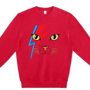 Meowie Cat Retro Kitty Cat Funny Glam Rock Music Premium Crewneck Sweatshirt