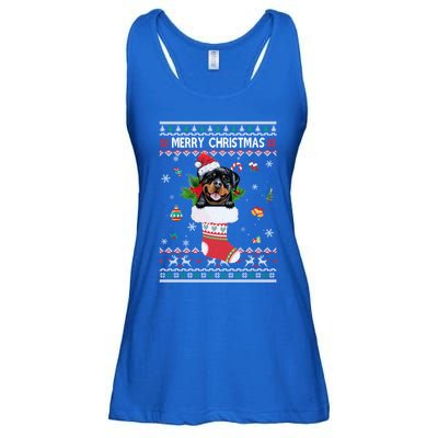 Merry Christmas Rottweiler In Sock Dog Funny Ugly Xmas Gift Ladies Essential Flowy Tank