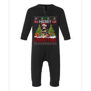 Merry Christmas Rottweiler Santa Family Ugly Xmas Sweater Gift Infant Fleece One Piece