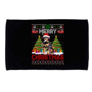 Merry Christmas Rottweiler Santa Family Ugly Xmas Sweater Gift Microfiber Hand Towel