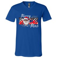 Merry Christmas Race Car Xmas Racing Santa Claus Pajamas V-Neck T-Shirt