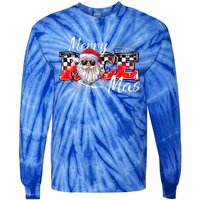 Merry Christmas Race Car Xmas Racing Santa Claus Pajamas Tie-Dye Long Sleeve Shirt