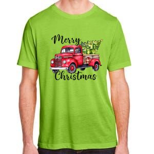 Merry Christmas Red Truck Adult ChromaSoft Performance T-Shirt