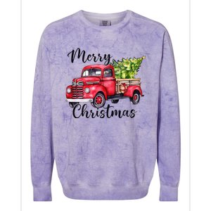 Merry Christmas Red Truck Colorblast Crewneck Sweatshirt