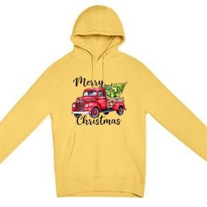 Merry Christmas Red Truck Premium Pullover Hoodie