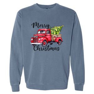 Merry Christmas Red Truck Garment-Dyed Sweatshirt