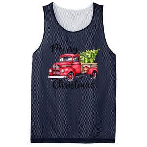 Merry Christmas Red Truck Mesh Reversible Basketball Jersey Tank