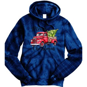 Merry Christmas Red Truck Tie Dye Hoodie