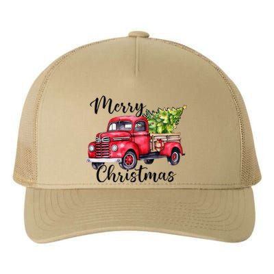 Merry Christmas Red Truck Yupoong Adult 5-Panel Trucker Hat