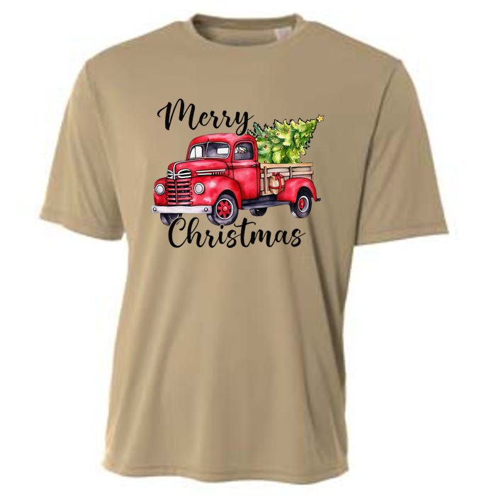 Merry Christmas Red Truck Cooling Performance Crew T-Shirt