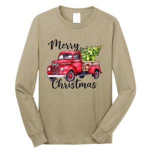 Merry Christmas Red Truck Long Sleeve Shirt