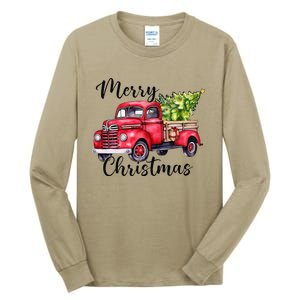 Merry Christmas Red Truck Tall Long Sleeve T-Shirt