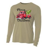 Merry Christmas Red Truck Cooling Performance Long Sleeve Crew