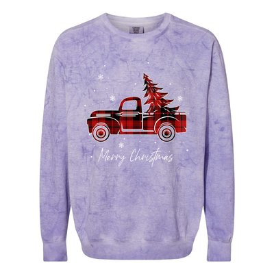 Merry Christmas Red Truck Family Matching Christmas Pajama Colorblast Crewneck Sweatshirt