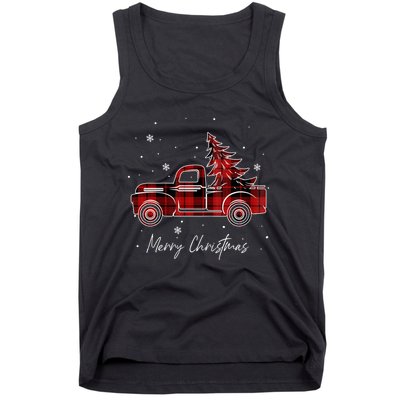 Merry Christmas Red Truck Family Matching Christmas Pajama Tank Top