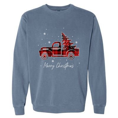 Merry Christmas Red Truck Family Matching Christmas Pajama Garment-Dyed Sweatshirt