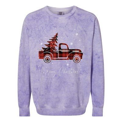 Merry Christmas Red Truck Family Matching Christmas Pajama Colorblast Crewneck Sweatshirt