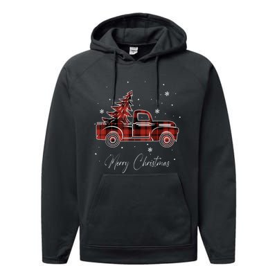 Merry Christmas Red Truck Family Matching Christmas Pajama Performance Fleece Hoodie