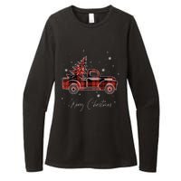 Merry Christmas Red Truck Family Matching Christmas Pajama Womens CVC Long Sleeve Shirt