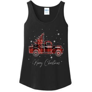 Merry Christmas Red Truck Family Matching Christmas Pajama Ladies Essential Tank