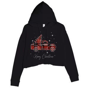 Merry Christmas Red Truck Family Matching Christmas Pajama Crop Fleece Hoodie