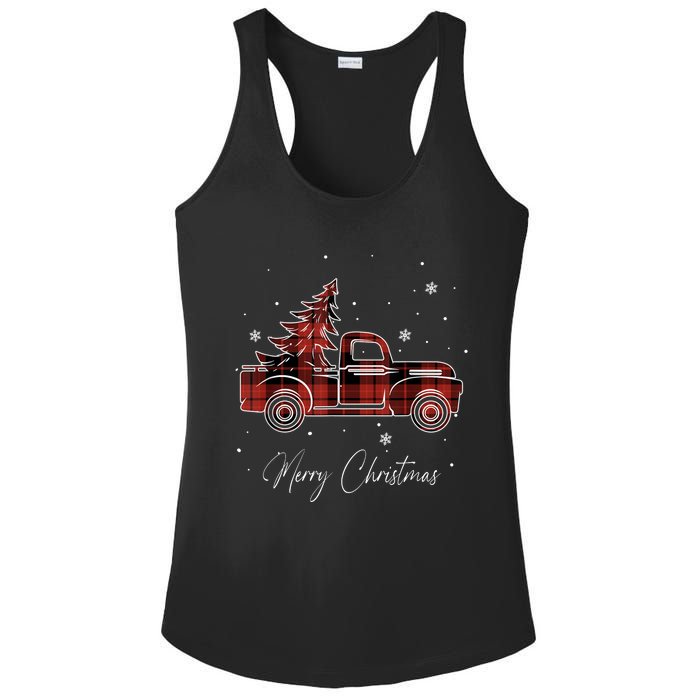 Merry Christmas Red Truck Family Matching Christmas Pajama Ladies PosiCharge Competitor Racerback Tank